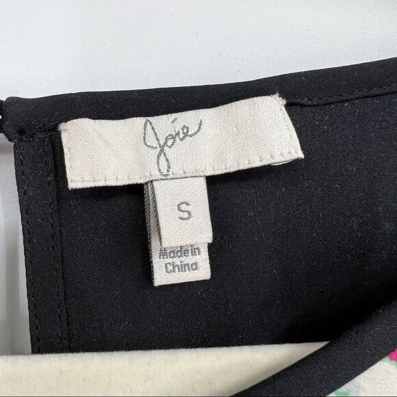 Joie Silk Blouse Womens Small Multi Color Floral Cap Sleeve Keyhole Back Top - Picture 3 of 7